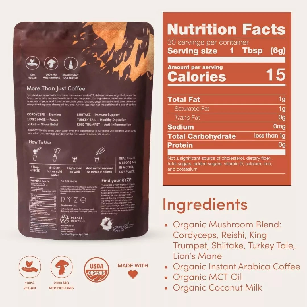 Organic Mushroom Coffee - ☕ (Pack of 2) 30 Servings Per Pack Free Shipping, Fast Delivery
